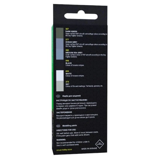 Arcus A3002 Acrylic Paints Set Raf Operation Neptune 6 Colors In Set 10ml