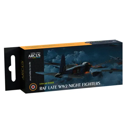 Arcus A3009 Acrylic Paints Set Raf Late Ww2 Night Fighters 6 Colors In Set 10ml