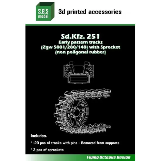 Sbs 3d008 1/35 Sd.kfz.251 Early Pattern Tracks And Sprocket Non Poligonal Sbs 3d008 1/35 Sd.kfz.251 Early Pattern Tracks And Sprocket Non Poligonal