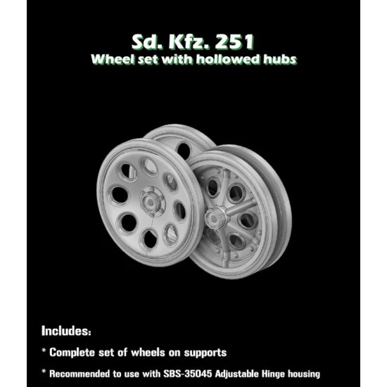 Sbs 3d032 1/35 Sd.kfz 251 Roadwheel Set With Hollowed Hubs Resin Model Kit