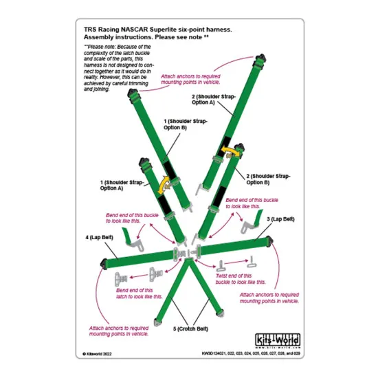 Kits World Kw3d124026 1/24 Trs Racing Nascar Superlite 6-point Harness Silver