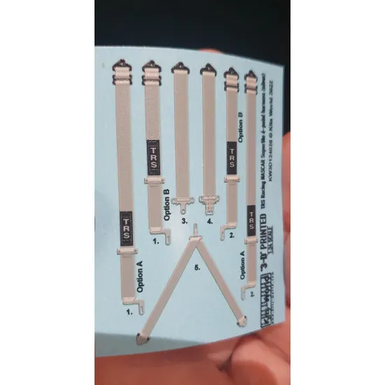 Kits World Kw3d124026 1/24 Trs Racing Nascar Superlite 6-point Harness Silver