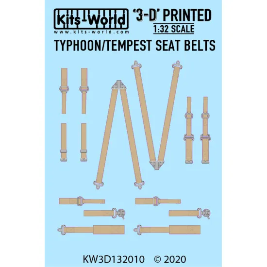 Kits World Kw3d132010 1/32 3d Decals Wwii Fighter Typhoon Tempest Seat Belt Set