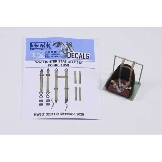 Kits World Kw3d132011 1/32 3d Decals Wwi Fighter Set Fokker Dvii Seat Belt Set