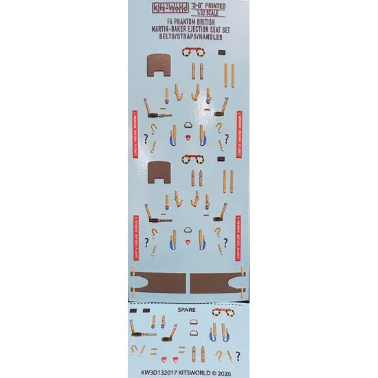 Kits World Kw3d132017 1/32 3d Decals Mcdonnell Douglas F4 Phantom British 3d Seat Belt