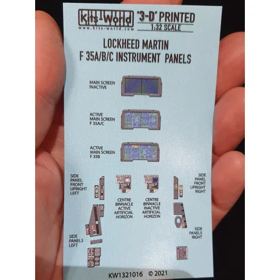 Kits World Kw3d1321016 1/32 3d Decal Lockheed Martin F-35a,b,c Instrument Panels