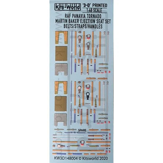 Kits World Kw3d148004 1/48 Raf Panavia Tornado Martin Baker Ejection Seat Set Belts Straps Handles