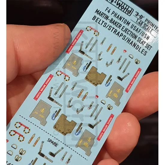 Kits World Kw3d148006 1/48 3d Decal Mcdonnell Douglas F4 Phantom Ii Usaf, Usn, Martin Baker Ejection Seat Set, Belts Straps Handles