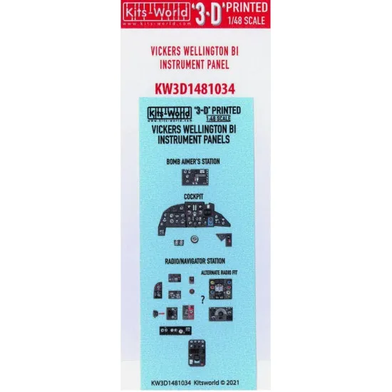 Kits World Kw3d1481034 1/48 Cockpit Instrument Panel Vickers Wellington B I