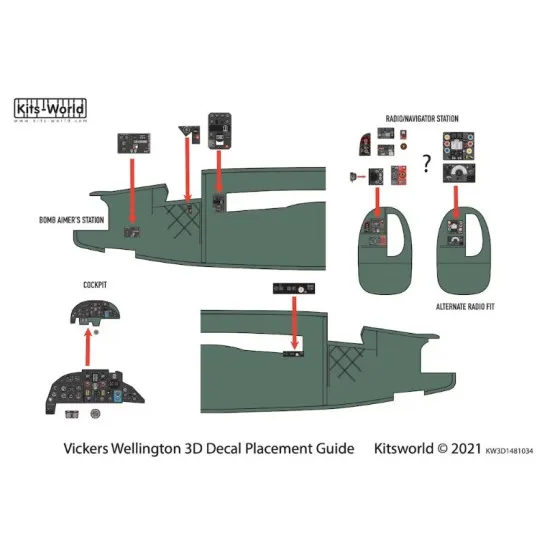 Kits World Kw3d1481034 1/48 Cockpit Instrument Panel Vickers Wellington B I
