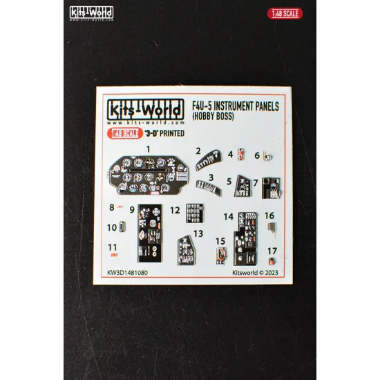 Kits World Kw3d1481080 1/48 Interior Cockpit Set Vought F4u-5 Corsair Hobby Boss