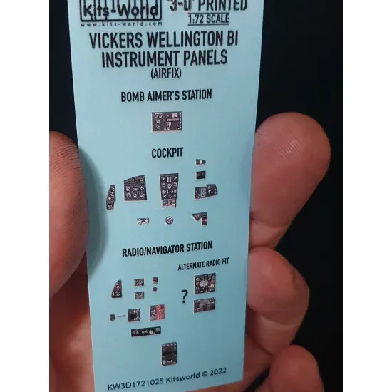 Kits World Kw3d1721025 1/72 Cockpit Instrument Panel Vickers Wellington B I