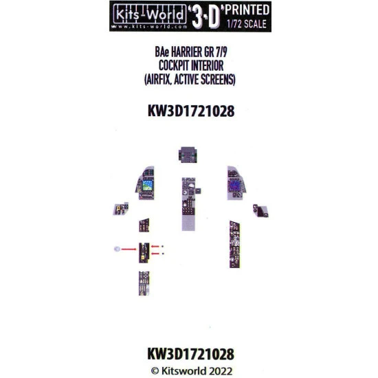 Kits World Kw3d1721028 1/72 3d Decal Bae Harrier Gr.7/9 Cockpit Interior Active