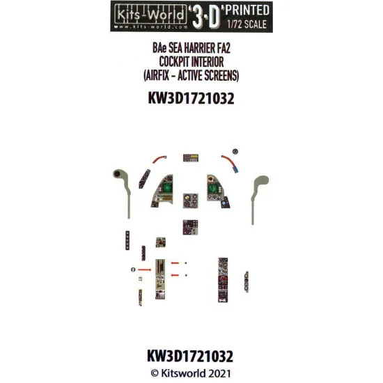 Kits World 3d1721032 1/72 3d Decal Bae Harrier Fa2 Cockpit Interior Screen Active