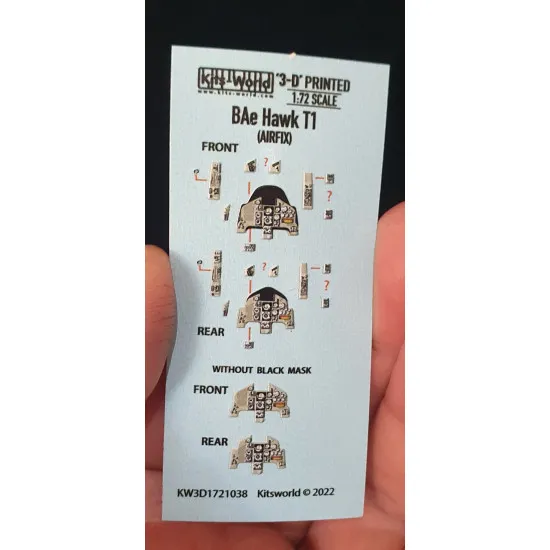 Kits World 3d1721038 1/72 3d Decal Cockpit Instrument Panel Bae Hawk T1 Airfix