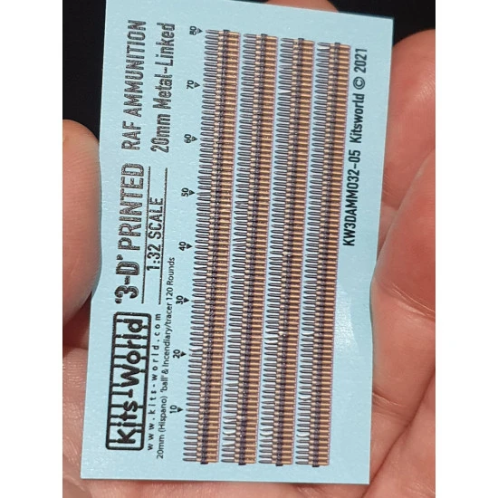 Kits World 3da3205 1/32 3d Decal Raf Ammunition Belts 20mm Metal-linked