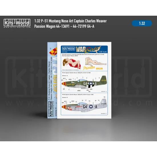 Kits World Kw132001 1/32 P-51d Mustang Captain Charles Weaver Passion Wagon
