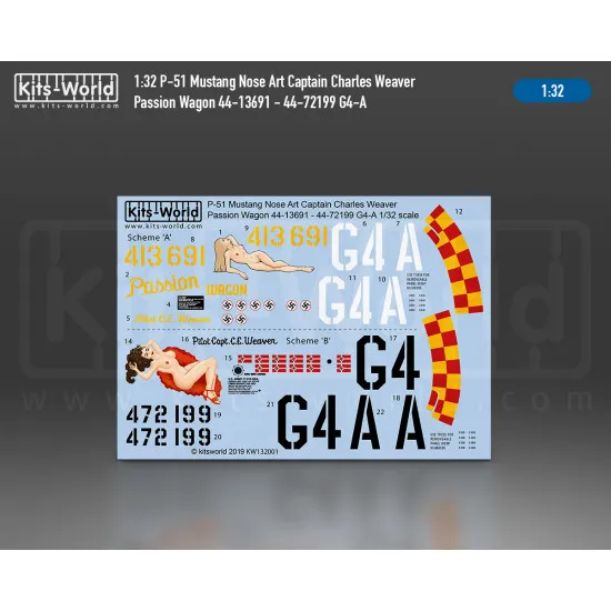 Kits World Kw132001 1/32 P-51d Mustang Captain Charles Weaver Passion Wagon