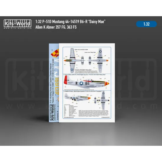 Kits World Kw132002 1/32 Decal For P-51d Mustang Daisy Mae/Temptation