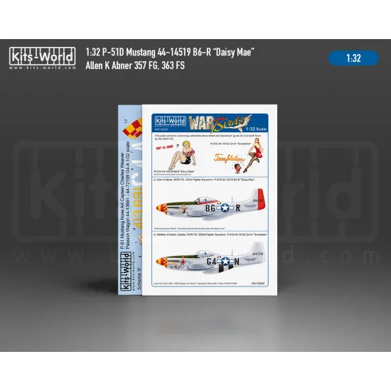 Kits World Kw132002 1/32 Decal For P-51d Mustang Daisy Mae/Temptation