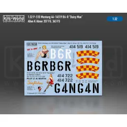 Kits World Kw132002 1/32 Decal For P-51d Mustang Daisy Mae/Temptation