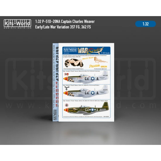 Kits World Kw132003 1/32 Decal For P-51d Mustang Passion Wagon 357 Fg 362