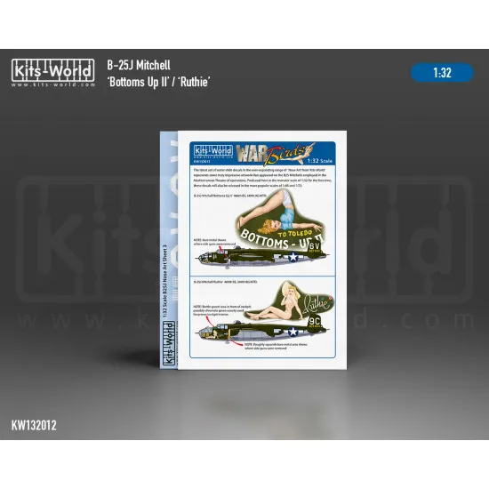 Kits World Kw132012 1/32 Decal For B-25j Mitchell Bottoms Up Ii Ruthie