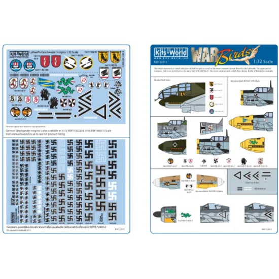 Kits World Kw132015 1/32 Decal For Luftwaffe Geschwader Insignia