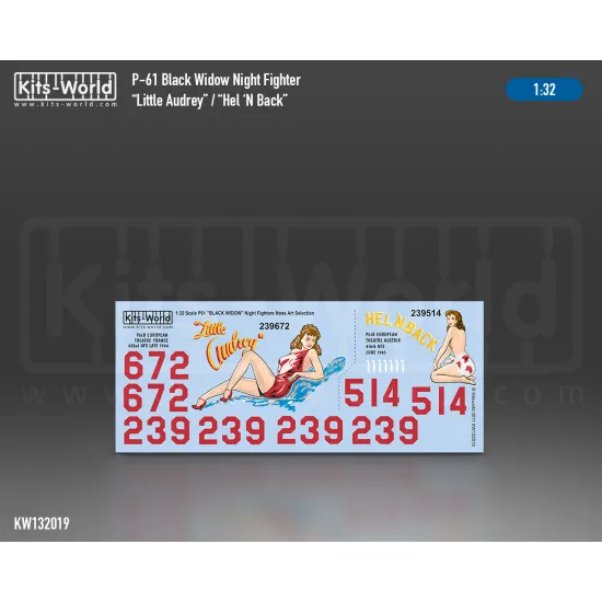 Kits World Kw132019 1/32 Decal For Northrop P-61 Little Audrey Hel N Back