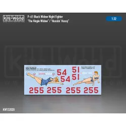 Kits World Kw132020 1/32 Decal For Northrop P-61a The Virgin Widow Husslin Hussy