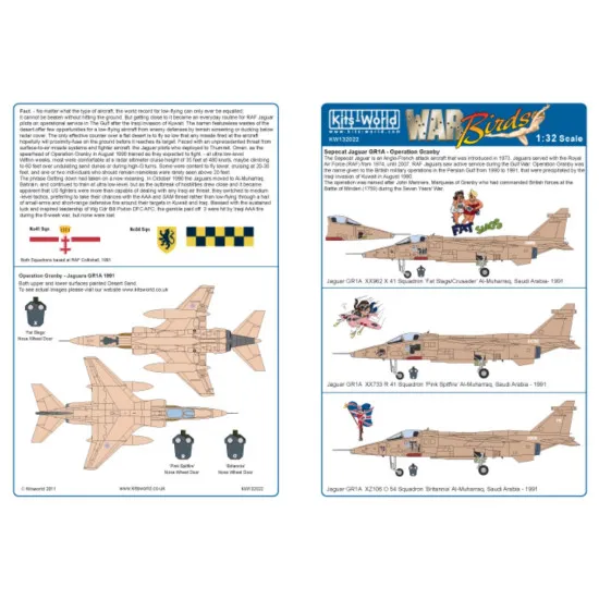 Kits World Kw132022 1/32 Decal For Jaguar In The Gulf Operation Granby