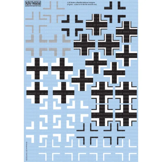 Kits World Kw132024 1/32 Decal German Insignia Ww Ii Luftwaffe Balkenkreuz
