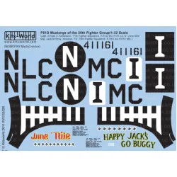 Kits World Kw132026 1/32 Decal P-51d Mustangs 20th Of The Fighter Group