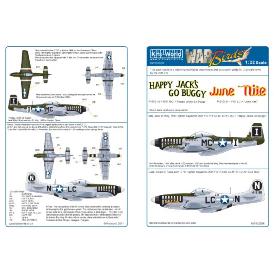 Kits World Kw132026 1/32 Decal P-51d Mustangs 20th Of The Fighter Group