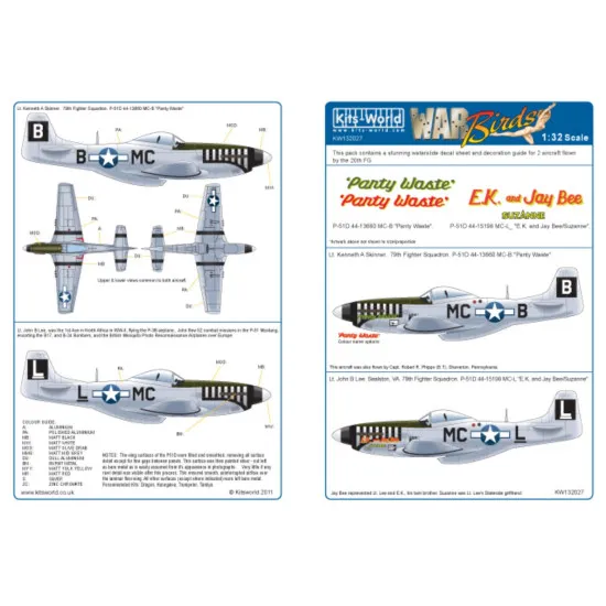 Kits World Kw132027 1/32 Decal For P-51d Mustangs 20th Of The Fighter Group