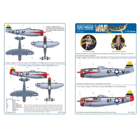 Kits World Kw132028 1/32 Decal P-47d Thunderbolts Bubbletop 368th Fighter Group