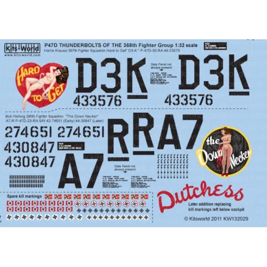 Kits World Kw132029 1/32 Decal P-47d Thunderbolts Bubbletop 368th Fighter Group