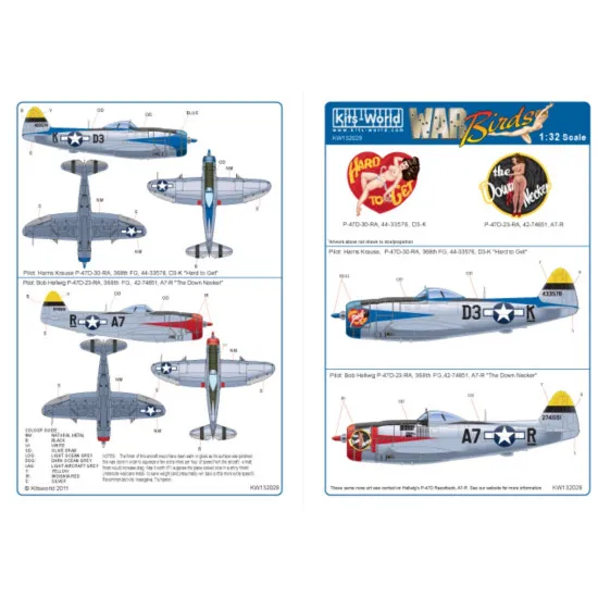 Kits World Kw132029 1/32 Decal P-47d Thunderbolts Bubbletop 368th Fighter Group