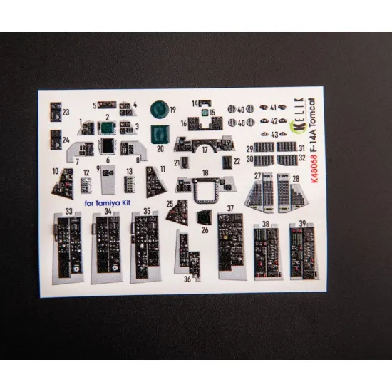 Kelik K48068 1/48 F 14a Tomcat Late Interior 3d Decals For Tamiya Kit