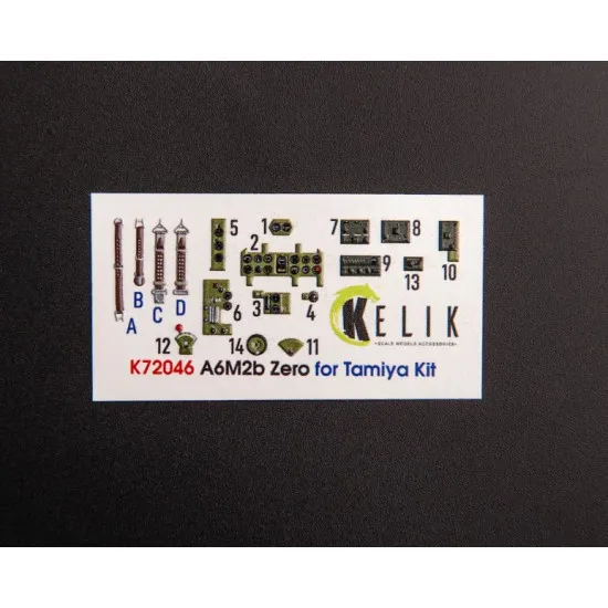 Kelik K72046 1/72 A6m2b Zero Interior 3d Decals For Tamiya Kit