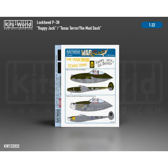 Kits World Kw132032 1/32 Decal Lockheed P-38 Lightning Happy Jack Texas Terror