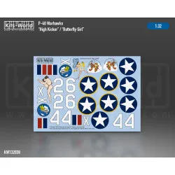 Kits World Kw132038 1/32 Decal Curtiss P-40f Warhawk High Kicker Butterfly Girl