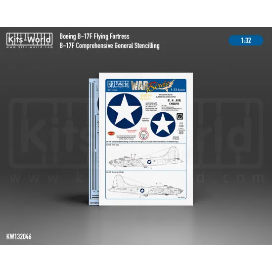 Kits World Kw132046 1/32 Decal For Boeing B-17f/G Early National Insignia