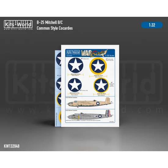 Kits World Kw132048 1/32 Decal For N/A B-25b/C/H/J Mitchell Concardes