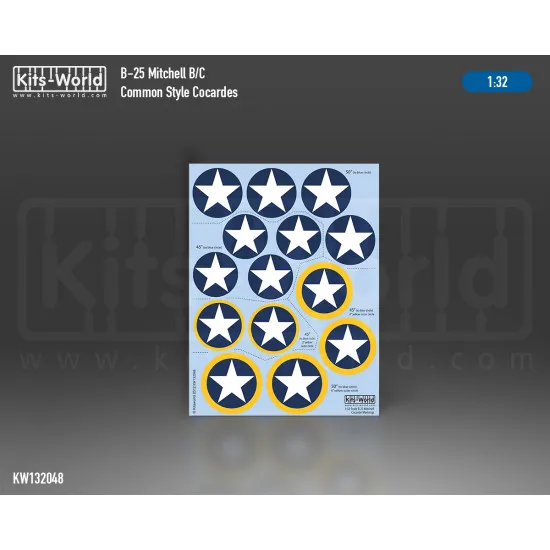 Kits World Kw132048 1/32 Decal For N/A B-25b/C/H/J Mitchell Concardes
