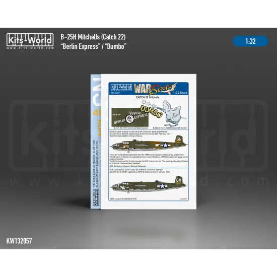 Kits World Kw132057 1/32 Decal For North American B-25h Mitchel