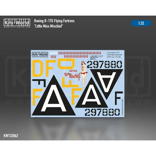 Kits World Kw132062 1/32 Decal For Boeing B-17g Flying Fortress