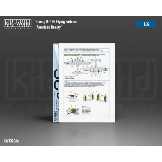 Kits World Kw132064 1/32 Decal For Boeing B-17f Flying Fortress