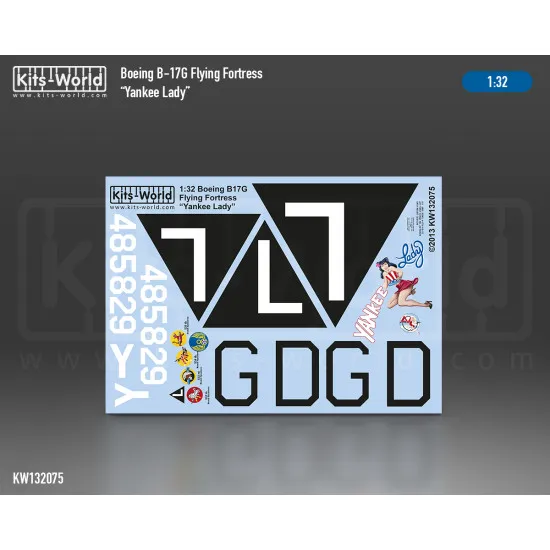 Kits World Kw132075 1/32 Decal For Boeing B-17g Flying Fortress