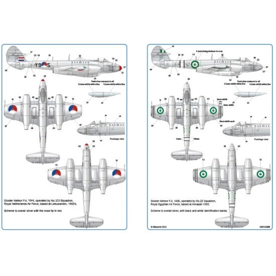 Kits World Kw132086 1/32 Decal For Gloster Meteor Mk.iv F4